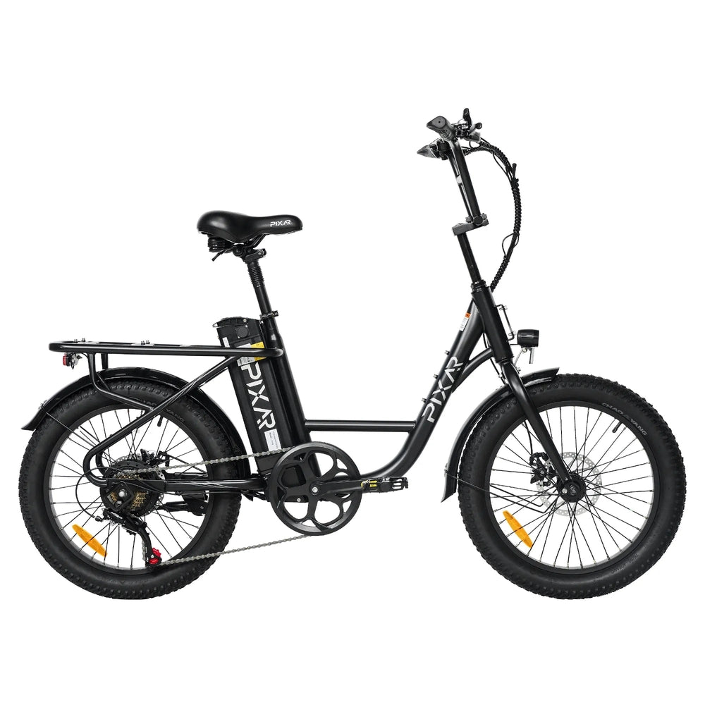 PIXAR Fun1 350W Fat Tire Electric Bike – 36V 10.4Ah Battery, 20"x3" Tires, Shimano 7-Speed, Front Suspension
