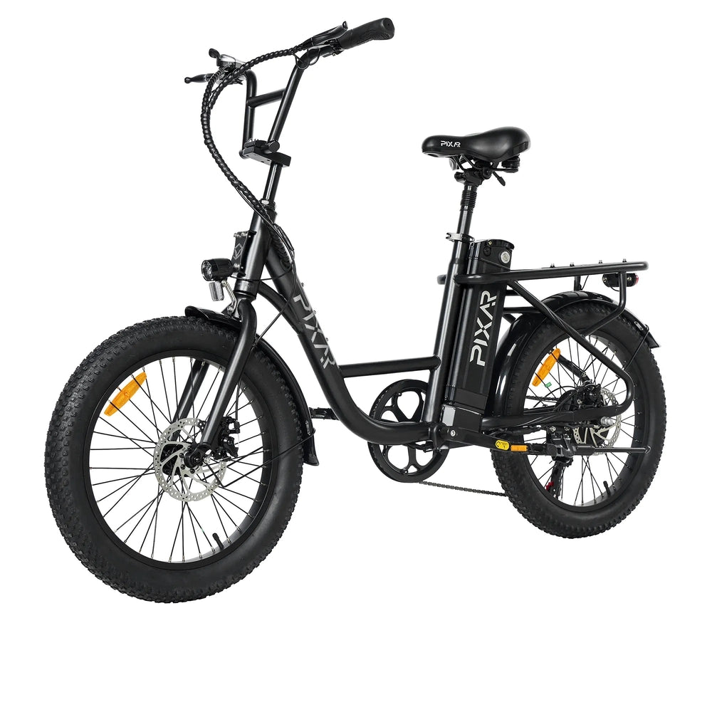 PIXAR Fun1 350W Fat Tire Electric Bike – 36V 10.4Ah Battery, 20"x3" Tires, Shimano 7-Speed, Front Suspension