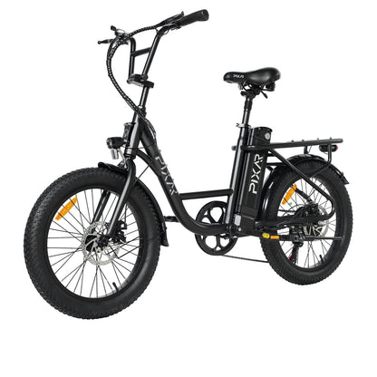 PIXAR Fun1 350W Fat Tire Electric Bike – 36V 10.4Ah Battery, 20"x3" Tires, Shimano 7-Speed, Front Suspension
