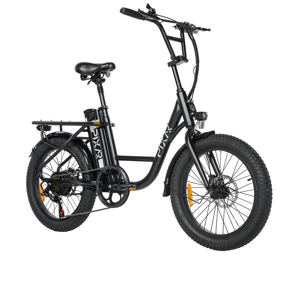PIXAR Fun1 350W Fat Tire Electric Bike – 36V 10.4Ah Battery, 20"x3" Tires, Shimano 7-Speed, Front Suspension