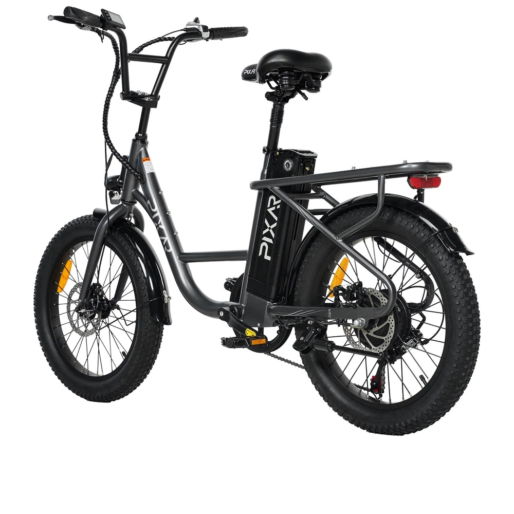PIXAR Fun1 350W Fat Tire Electric Bike – 36V 10.4Ah Battery, 20"x3" Tires, Shimano 7-Speed, Front Suspension