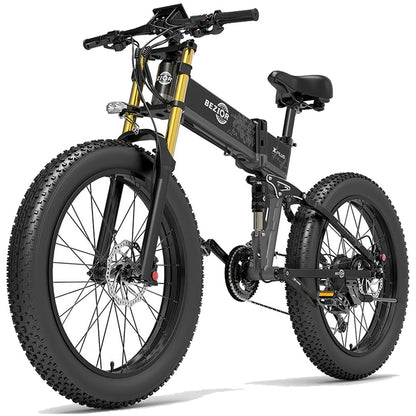 Bezior X Plus Foldable Electric Bike - 1500W Motor, 26x4.0 Wheels, 130 km Range, Shimano 27-Speed