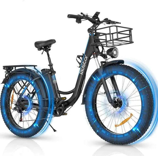 Ridstar MN-26 Fat Tire Electric Commuter Bike, 1500W Motor, 48V 20AH Battery, Dual Suspension & Disc Brakes, 7-Speed