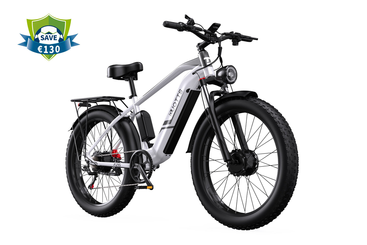 DUOTTS F26 Pro Dual-Motor Electric Bike: 48V 750W*2 Motors, Samsung 48V 20AH Battery, Shimano 7-Speed, Hydraulic Brakes, 65NM Torque, LCD Display, Bluetooth Connectivity, Aluminum Alloy Frame