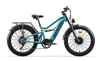 GUNAI-M2 Electric Bike: 48V 1500W Motor, 60KM/h Speed, 17.5Ah Battery, Dual Suspension, Shimano 7-Speed, 26x4.0 Fat Tires, 150KG Load Capacity, 55KM Range