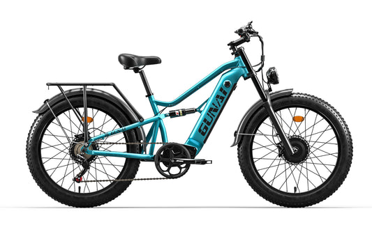 GUNAI-M2 Electric Bike: 48V 1500W Motor, 60KM/h Speed, 17.5Ah Battery, Dual Suspension, Shimano 7-Speed, 26x4.0 Fat Tires, 150KG Load Capacity, 55KM Range