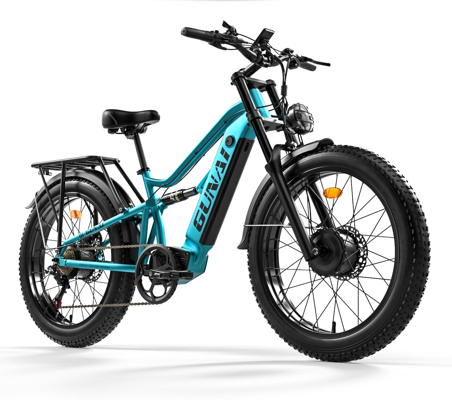 GUNAI-M2 Electric Bike: 48V 1500W Motor, 60KM/h Speed, 17.5Ah Battery, Dual Suspension, Shimano 7-Speed, 26x4.0 Fat Tires, 150KG Load Capacity, 55KM Range