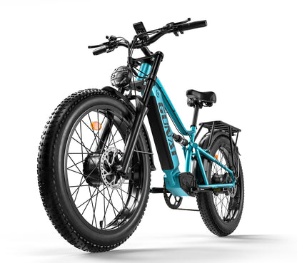 GUNAI-M2 Electric Bike: 48V 1500W Motor, 60KM/h Speed, 17.5Ah Battery, Dual Suspension, Shimano 7-Speed, 26x4.0 Fat Tires, 150KG Load Capacity, 55KM Range