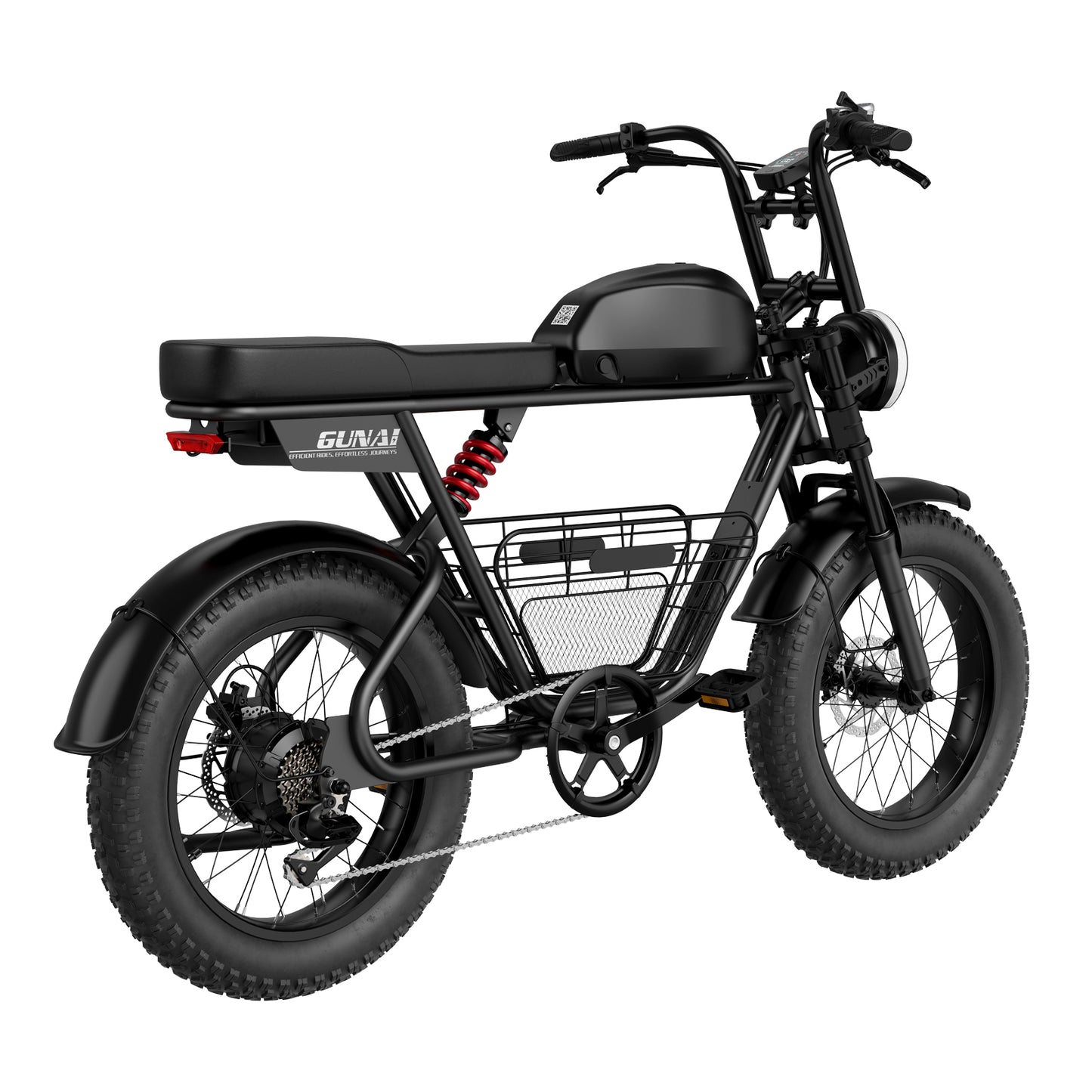 GUNAI-T Electric Bike: 1000W Geared Hub Motor, 48V 21AH Battery, 60-90KM Range, Shimano 7-Speed, Dual Suspension, Hydraulic Disc Brakes, 20x4-inch Tires, 150KG Load Capacity, LED Display