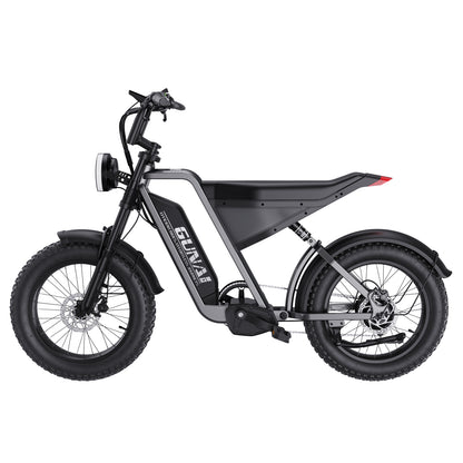 GUNAI-Y Electric Bike: 1000W Motor, 48V 18AH Battery, 60KM/h Speed, 50-90KM Range, Dual Suspension, Hydraulic Disc Brakes, 7-Speed Shimano, 150KG Load Capacity, 20"x4" Fat Tires