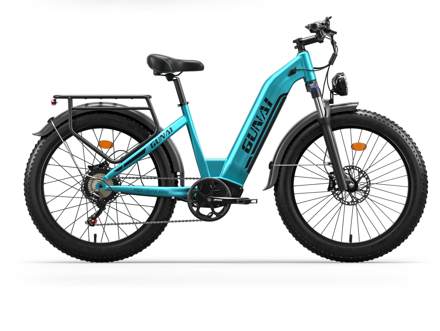 GUNAI-V Electric Bike: 1000W Motor, 48V 21AH Battery, 50KM/h Speed, 50-70KM Range, Shimano 7-Speed, 26"x4.0" Chaoyang Tires, Oil Brakes, Dual Riding Modes, 150KG Load Capacity